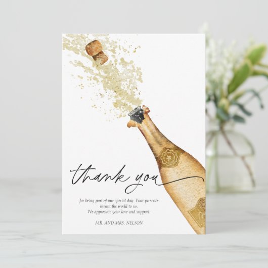 Bubbly Paares Verlobung Foto Danke Karte (Stehend Vorderseite)