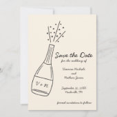 Bubbly Pelling Champagner Flasche Save the Date Einladung (Vorderseite)