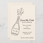 Bubbly Pelling Champagner Flasche Save the Date Einladung (Vorne/Hinten)