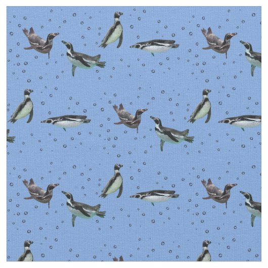 Bubbly Pinguins Fabric (Light Blue) Stoff (Nahaufnahme)