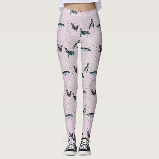 Bubbly Pinguins Leggings (Dusty Pink) (Vorderseite)