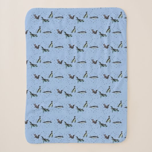 Bubbly Pinguins Sherpa Blanket (Light Blue) Sherpadecke (Vorderseite)