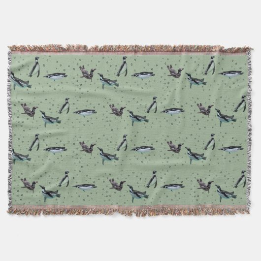 Bubbly Pinguins Throw Blanket (Light Green) Decke (Vorderseite)