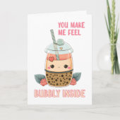Bubbly Pink Boba Buba Teetasse niedlich Valentine Karte (Vorderseite)