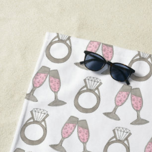 Bubbly Pink Champagne Diamond Personalisierter Rin Strandtuch
