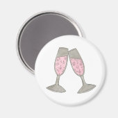 Bubbly Pink Champagne Glass Cheers Wedding Magnet (Vorderseite/Rückseite)