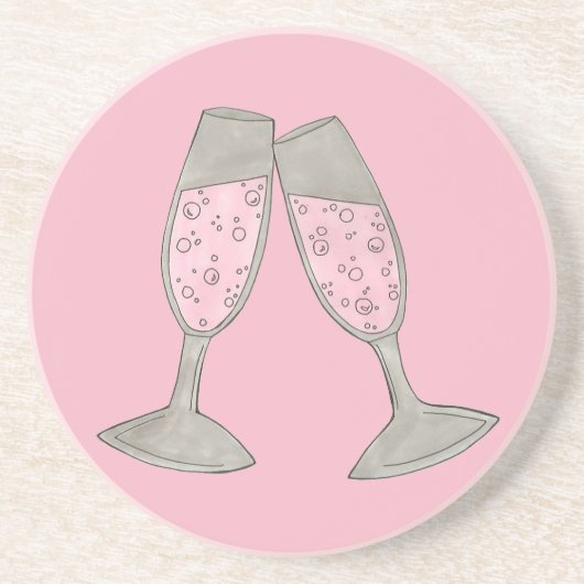 Bubbly Pink Champagne Toast Cheerration Sandstein Untersetzer (Vorne)