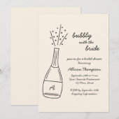 Bubbly Popping Champagne Bottle Bridal Shower Einladung (Vorne/Hinten)