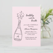 Bubbly Popping Champagne Bottle Bridal Shower Einladung (Stehend Vorderseite)