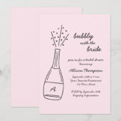 Bubbly Popping Champagne Bottle Bridal Shower Einladung (Vorne/Hinten)