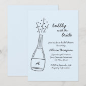 Bubbly Popping Champagne Bottle Bridal Shower Einladung (Vorne/Hinten)