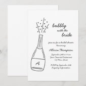 Bubbly Popping Champagne Bottle Bridal Shower Einladung (Vorne/Hinten)