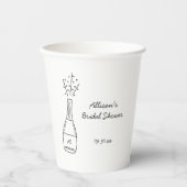 Bubbly Popping Champagne Bottle Bridal Shower Pappbecher (Vorderseite)