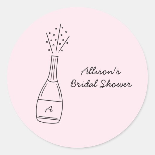 Bubbly Popping Champagne Bottle Bridal Shower Runder Aufkleber (Vorderseite)