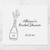 Bubbly Popping Champagne Bottle Bridal Shower Schaumweinetikett (Einzelnes Label)