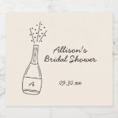 Bubbly Popping Champagne Bottle Bridal Shower Schaumweinetikett (Einzelnes Label)