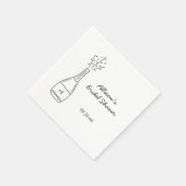 Bubbly Popping Champagne Bottle Bridal Shower Serviette (Ecke)
