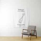 Bubbly Popping Champagne Bottle Wedding Welcome Wandteppich (Beispiel)