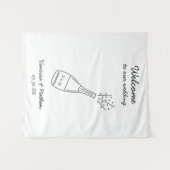 Bubbly Popping Champagne Bottle Wedding Welcome Wandteppich (Vorderseite (Horizontal))