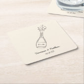 Bubbly Popping Champagner Flasche Whimsical Weddin Rechteckiger Pappuntersetzer (angewinkelt)