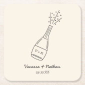 Bubbly Popping Champagner Flasche Whimsical Weddin Rechteckiger Pappuntersetzer (Vorderseite)