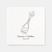 Bubbly Popping Champagner Flasche Whimsical Weddin Serviette (Vorderseite)