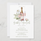 Bubbly Prosecco Watercolor Bouquet Brautparty Einladung (Vorderseite)