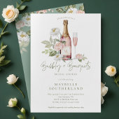 Bubbly Prosecco Watercolor Bouquet Brautparty Einladung