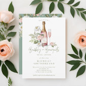 Bubbly Prosecco Watercolor Bouquet Brautparty Einladung