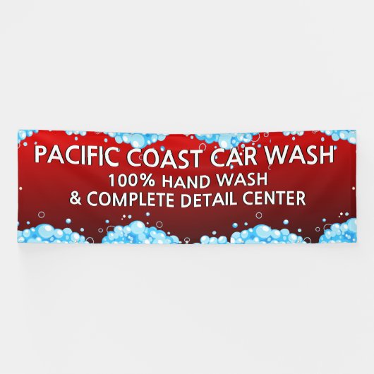 Bubbly Red Car Wash Business anpassen Banner (Horizontal)