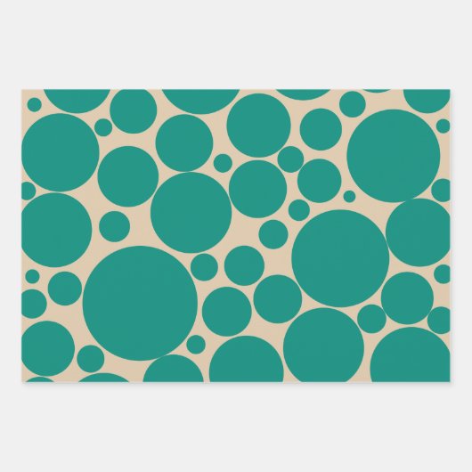 Bubbly Retro Mod Dots Pattern in Aquamarin und Bei Geschenkpapier Set (Vorderseite 3)