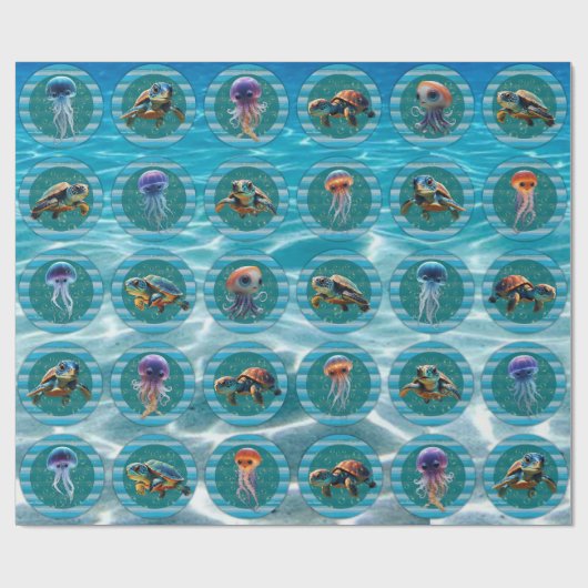 Bubbly Seas 5 Wrapping Paper Rolls Geschenkpapier (Flach)