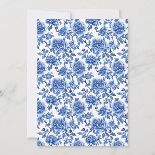 Bubbly Something Blue Chinoiserie Brautparty Einladung (Rückseite)