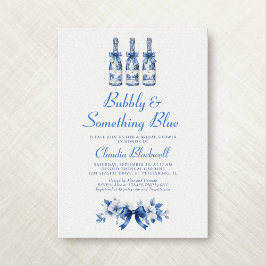 Bubbly Something Blue Chinoiserie Brautparty Einladung
