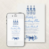 Bubbly Something Blue Chinoiserie Brautparty Einladung