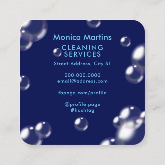 Bubbly Style Quadratische Visitenkarte (Rückseite)