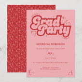 Bubbly Type Grad Party Einladung - Cherry (Vorne/Hinten)