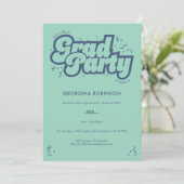Bubbly Type Grad Party Einladung - Green (Stehend Vorderseite)