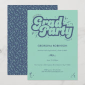 Bubbly Type Grad Party Einladung - Green (Vorne/Hinten)