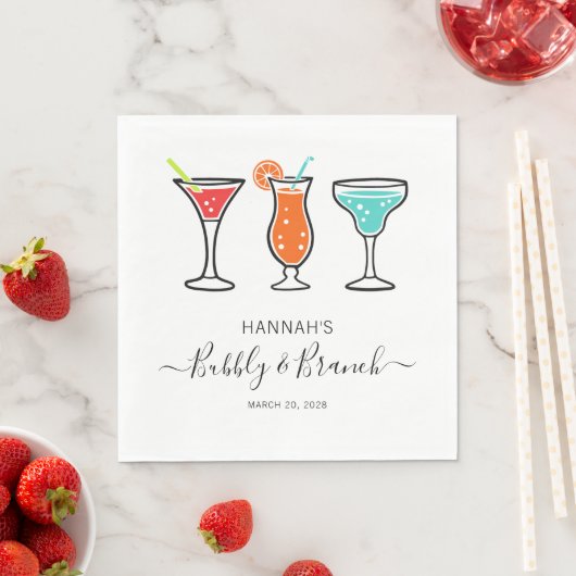 Bubbly und Brunch Script-Brautparty Serviette (Beispiel)