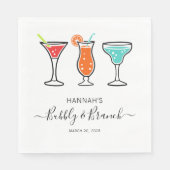 Bubbly und Brunch Script-Brautparty Serviette (Vorderseite)