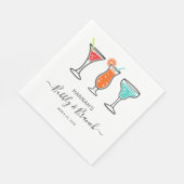 Bubbly und Brunch Script-Brautparty Serviette (Ecke)