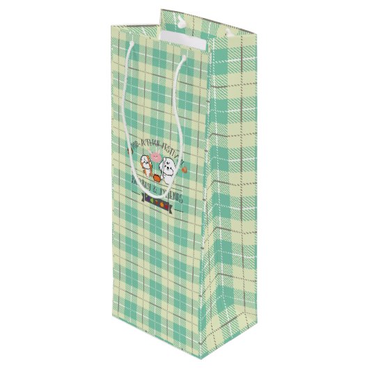 Bubbly und Friends feiern Mitte des Herbstes Geschenktüte Für Weinflaschen (Rückseite Schrägansicht)