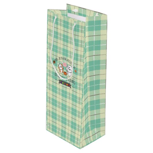 Bubbly und Friends feiern Mitte des Herbstes Geschenktüte Für Weinflaschen (Vorderseite Schrägansicht)