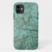 Bubbly Verdigris Bronze Custom Monogram Case-Mate iPhone Hülle (Rückseite)