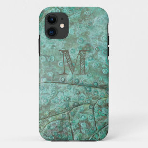 Bubbly Verdigris Bronze Custom Monogram Case-Mate iPhone Hülle