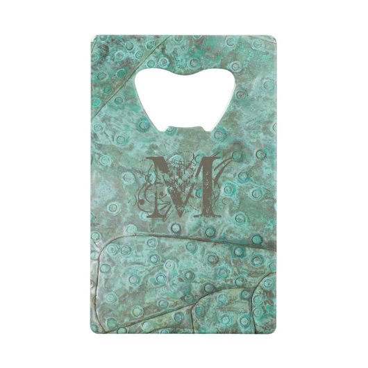 Bubbly Verdigris Bronze Custom Monogram Geldbeutel Flaschenöffner (Rückseite)