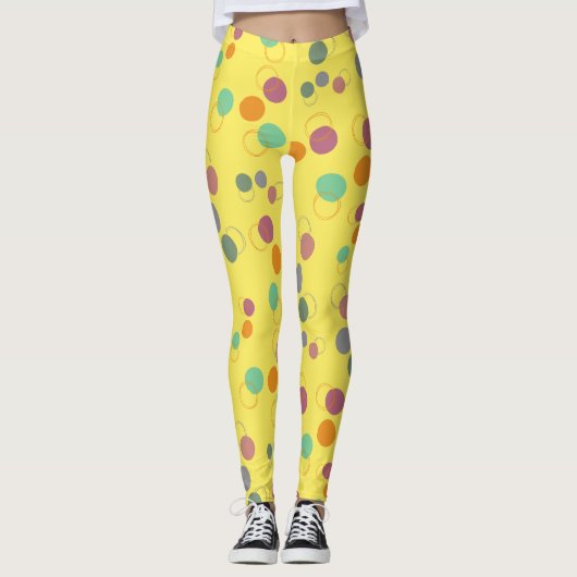 Bubbly Yellow Bubbles Muster Leggings (Vorderseite)