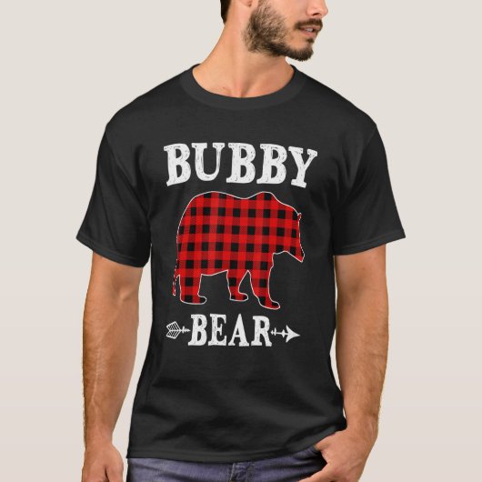 Bubby Bear Christmas Pajama Red Kariert Buffalo Fa T-Shirt (Vorderseite)