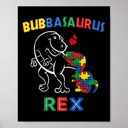 Bubbysaurus Autism Awareness Bruder Dinosaur Sibl Poster (Vorne)